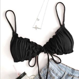 Lettuce trim tie front bikini